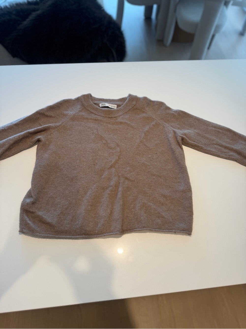 Zara taupe Brown Crewneck Sweater